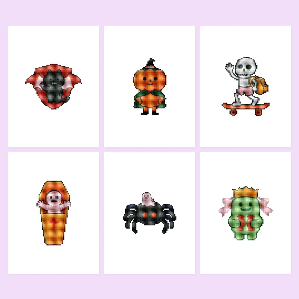 Spooky Halloween Icons Mini Diamond Painting Set – 6 Pack