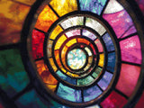 Stained Glass Kaleidoscope artwork shown as a completed diamond painting preview