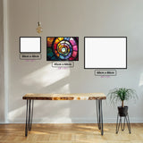 Stained Glass Kaleidoscope diamond painting displayed in a room setting