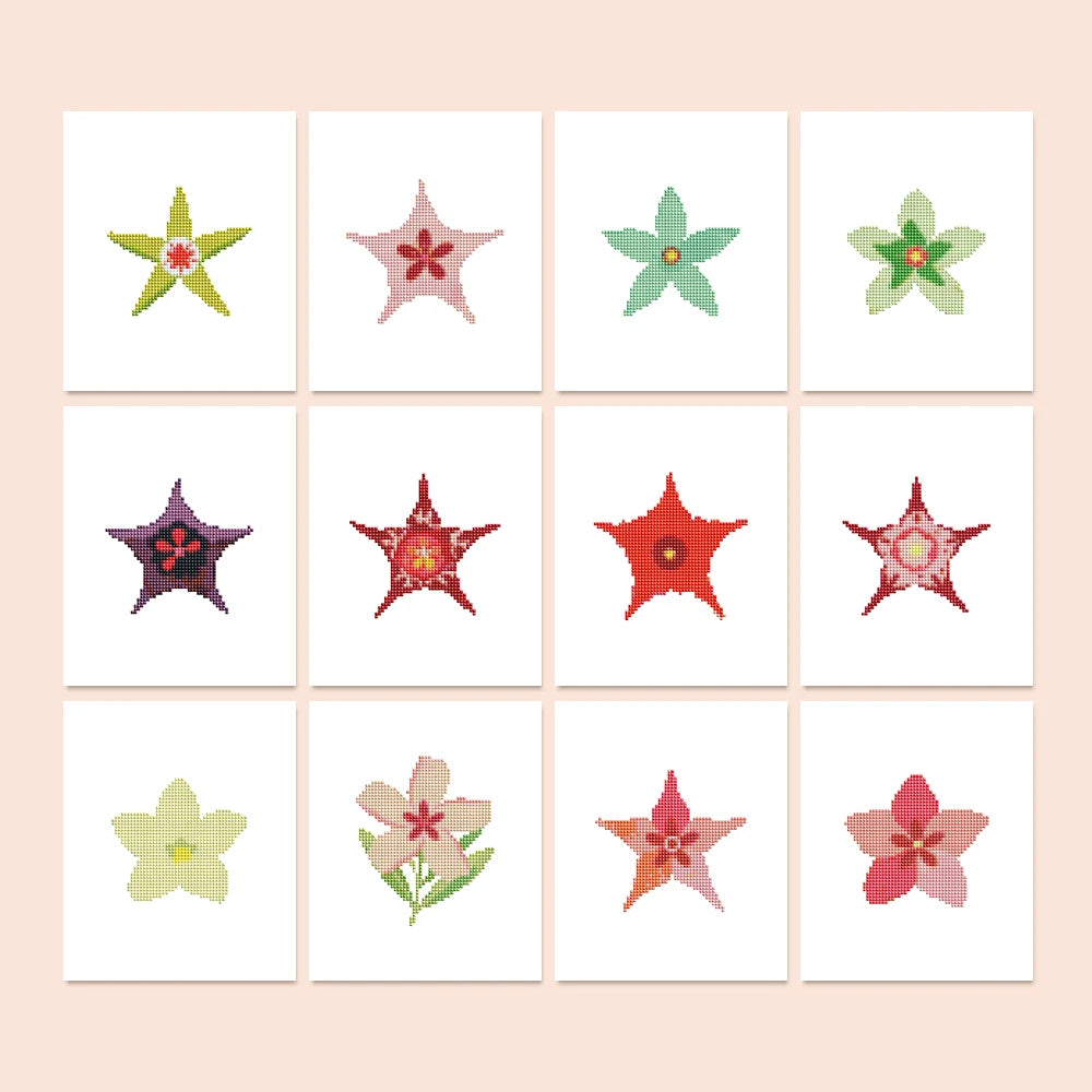 Star Blooms Mini Diamond Painting Set – 12 Pack