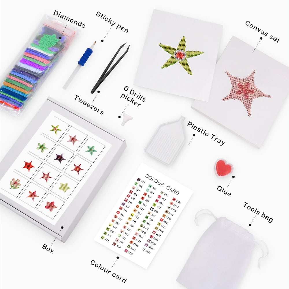 Star Blooms Mini Diamond Painting Set – 12 Pack