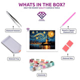 Statue of Liberty diamond painting canvas with tweezers, applicator pen, tray, wax and coloured drills