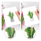 Before and after view of a Tropical Houseplants mini diamond painting design