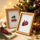 Vintage Christmas Village mini diamond painting design displayed in a decorative room setting
