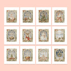Vintage Christmas Windows twelve-pack mini diamond painting set with all designs