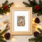 Completed Vintage Christmas Windows mini diamond painting shown as framed decor