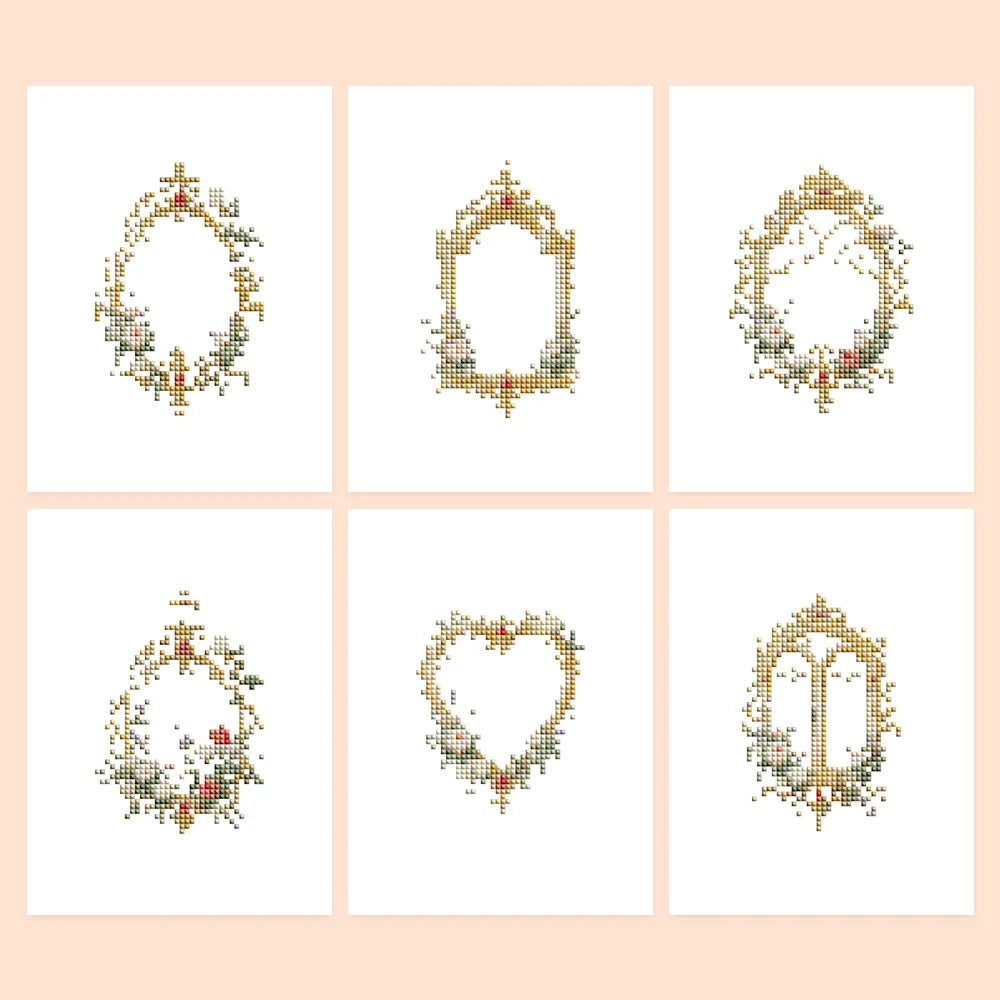 Vintage Floral Frames Mini Diamond Painting Set – 6 Pack