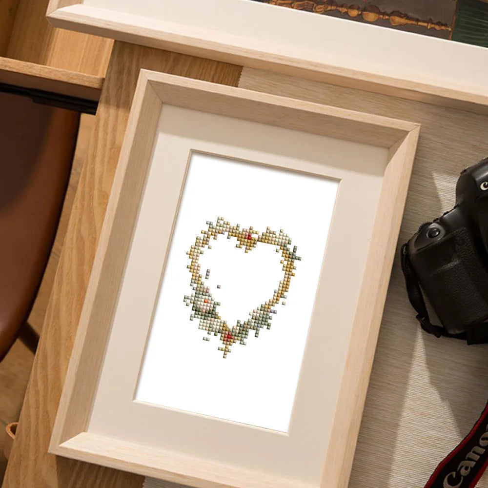 Framed Vintage Floral Frames mini diamond painting artwork presented as finished decor