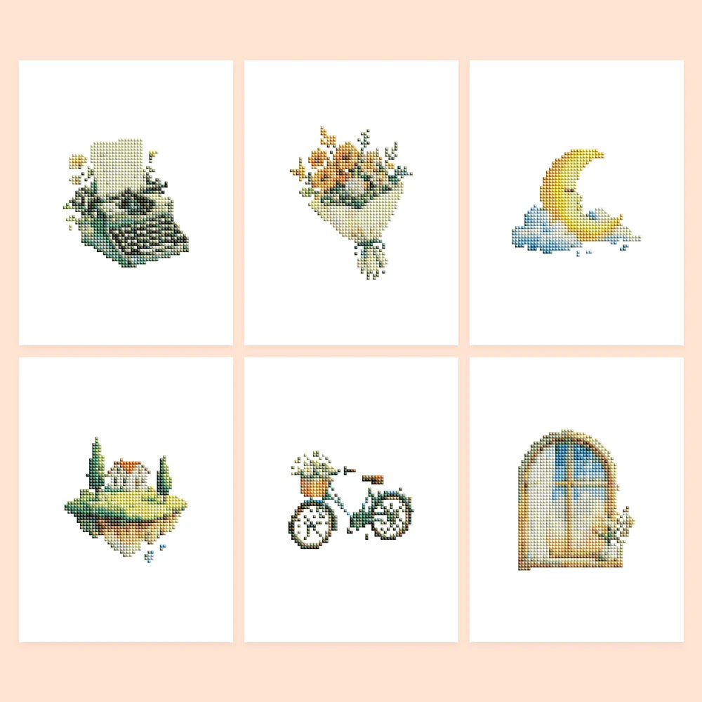 Whimsical Cottage Finds Mini Diamond Painting Set – 6 Pack