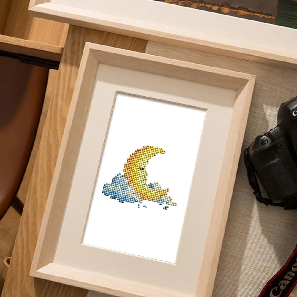 Framed Whimsical Cottage Finds mini diamond painting artwork presented as finished decor