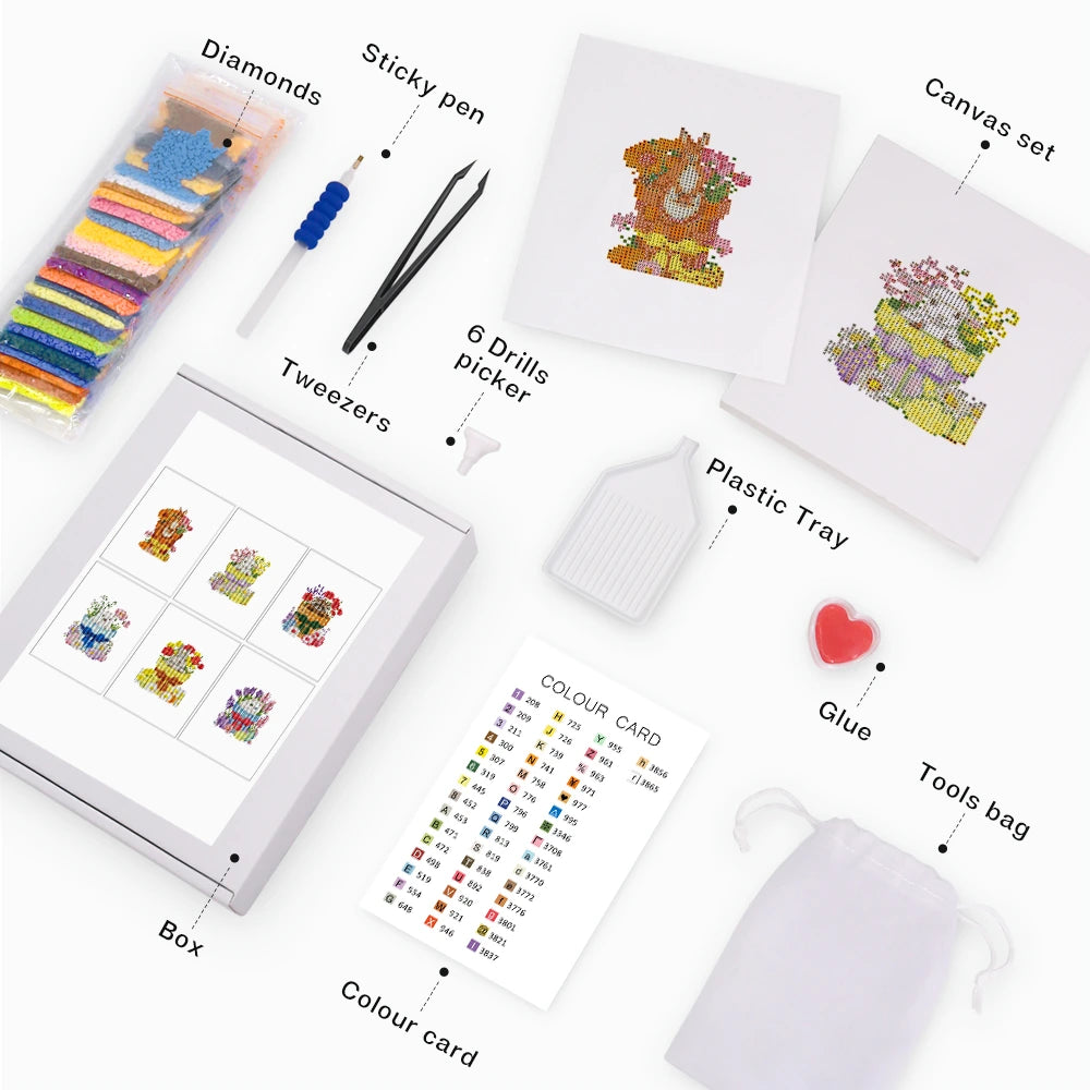 Whimsical Woodland Friends Mini Diamond Painting Set – 6 Pack