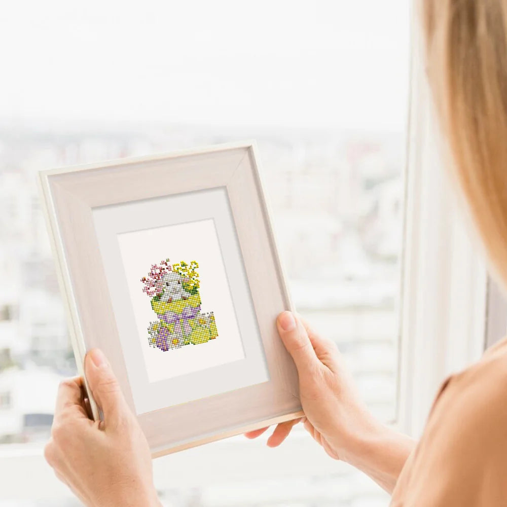 Framed Whimsical Woodland Friends mini diamond painting artwork presented as finished decor