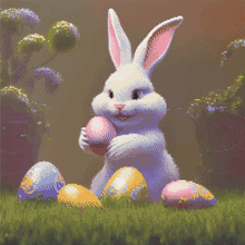 White Easter Bunny - 5D Diamond Painting Kit