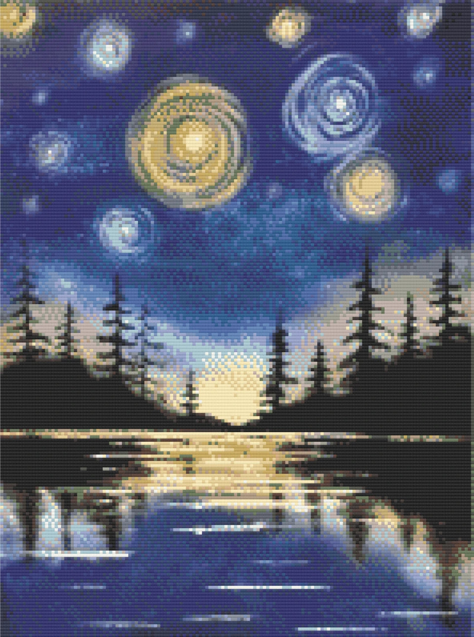 Galactic Lake Nightscape - 5D Diamond Painting Kit