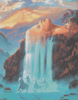 Beauty Mountain artwork shown as a completed diamond painting preview