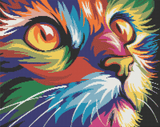 Colourful Kitten artwork shown as a completed diamond painting preview