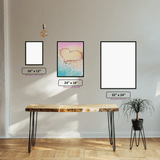 Colourful Love Beach diamond painting displayed in a room setting
