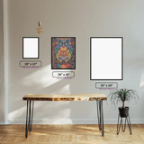 Colourful Owl diamond painting displayed in a room setting