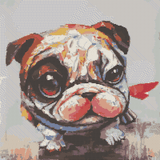Happy Bulldog artwork shown as a completed diamond painting preview