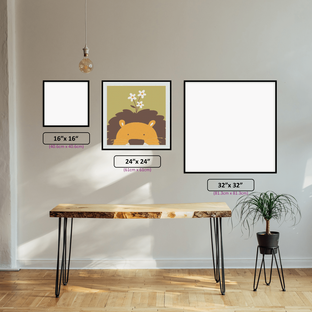 Lion - Beginner set diamond painting displayed in a room setting
