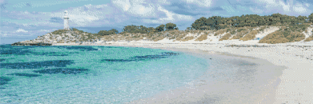 Pinky Beach artwork shown as a completed diamond painting preview