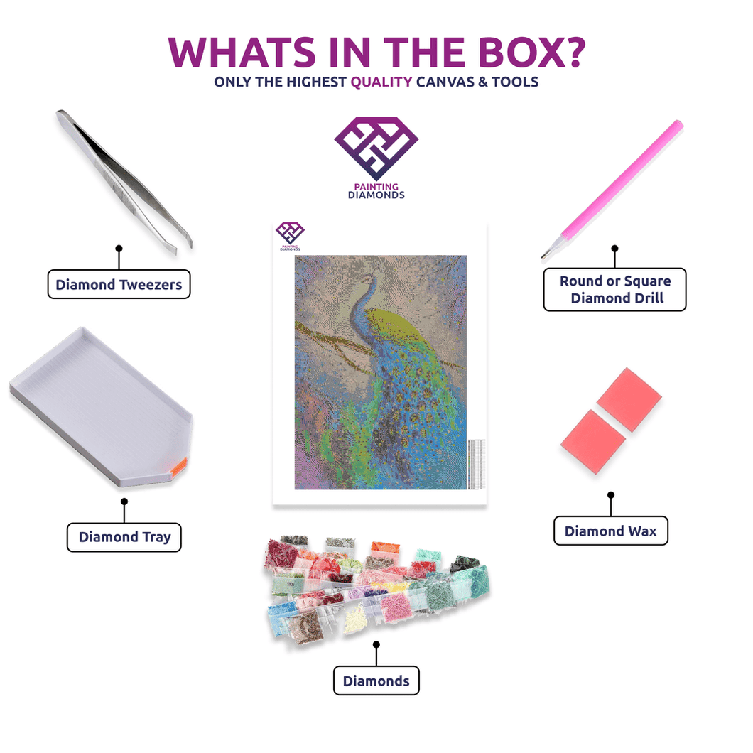 Vibrant Peacock Plumage - 5D Diamond Painting Kit